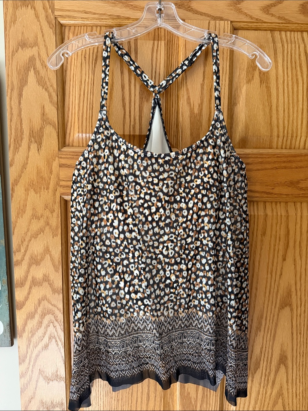 Coco Reef Black Leopard-Print Swim Camisole with Tan and Cream Accents